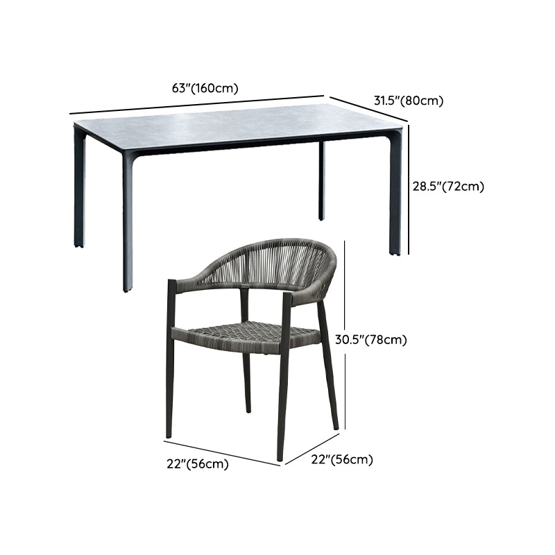 Boho Wicker Dining Set 1/3/5/7 Pcs Light Gray Dining Table Set