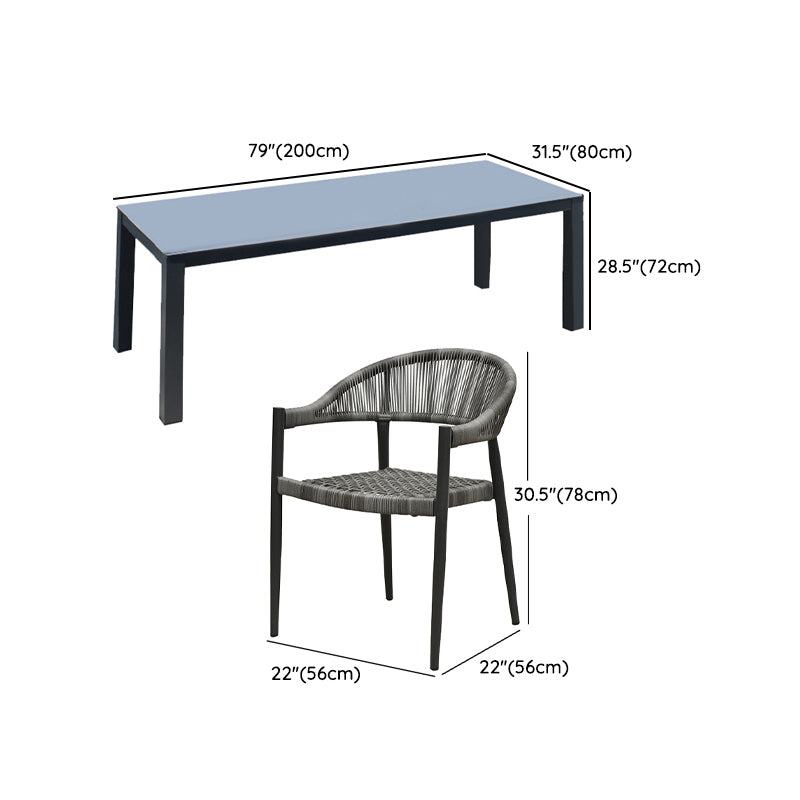 Boho Wicker Dining Set 1/3/5/7 Pcs Light Gray Dining Table Set