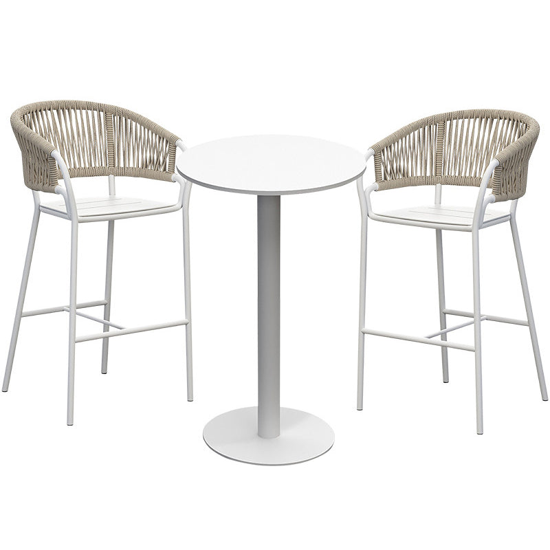 Industrial Style 1/3 Pieces Round Bar Table Set Metal Bar Height Set for Outdoor