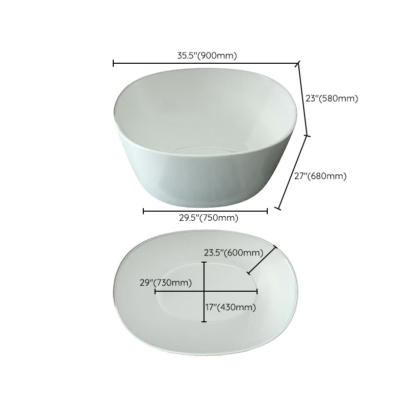 Modern Style Freestanding Bath Tub Acrylic Round Bathtub in White