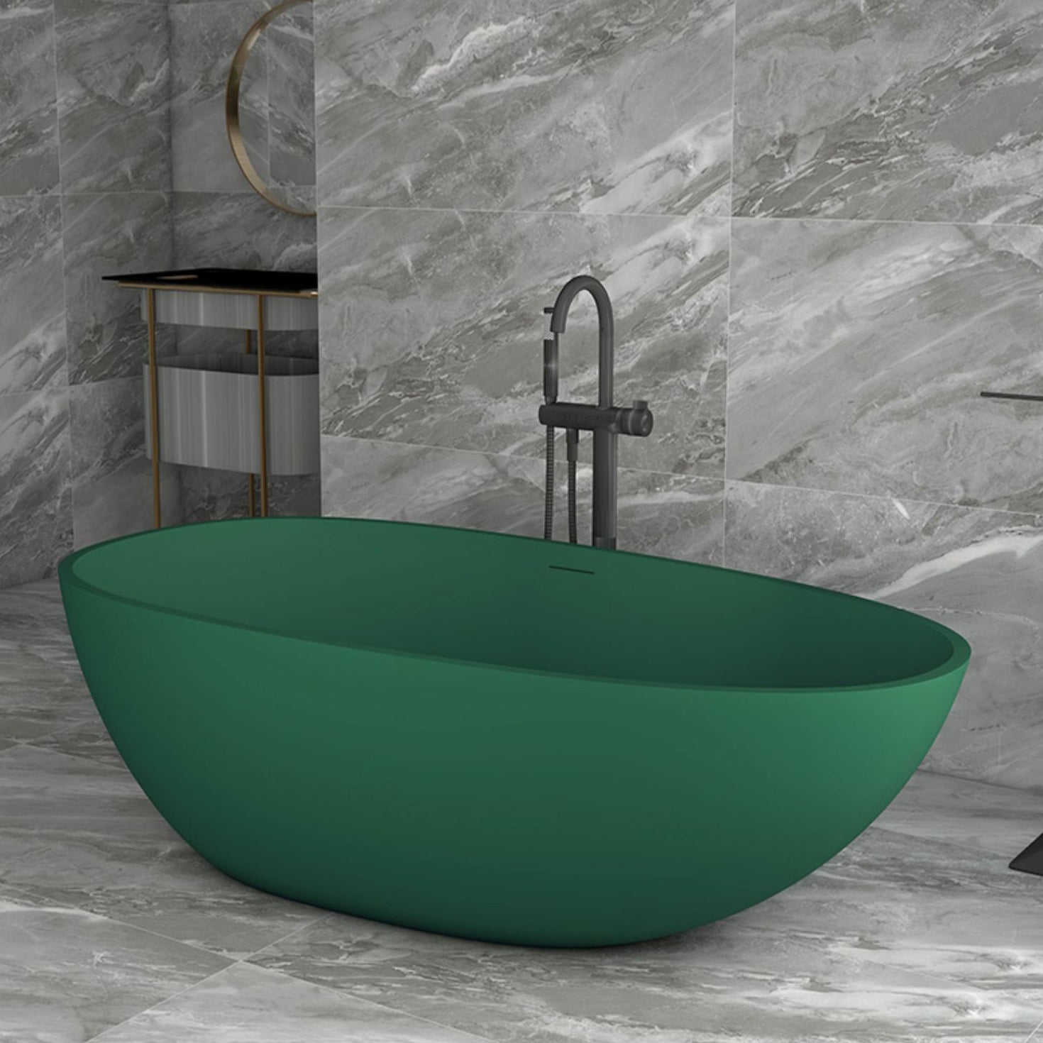 Modern Style Freestanding Soaking Bathtub Stone Free Form Bathtub