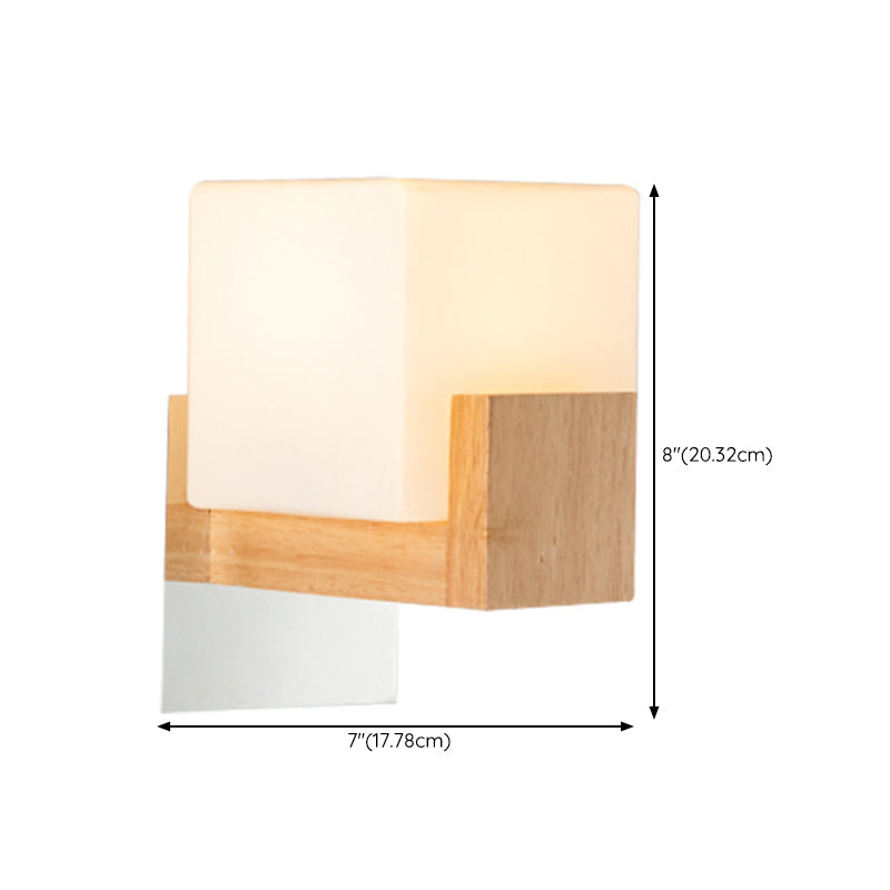 Modern Simple Wooden Wall Light Sconces Square Shape Wall Mounted Light
