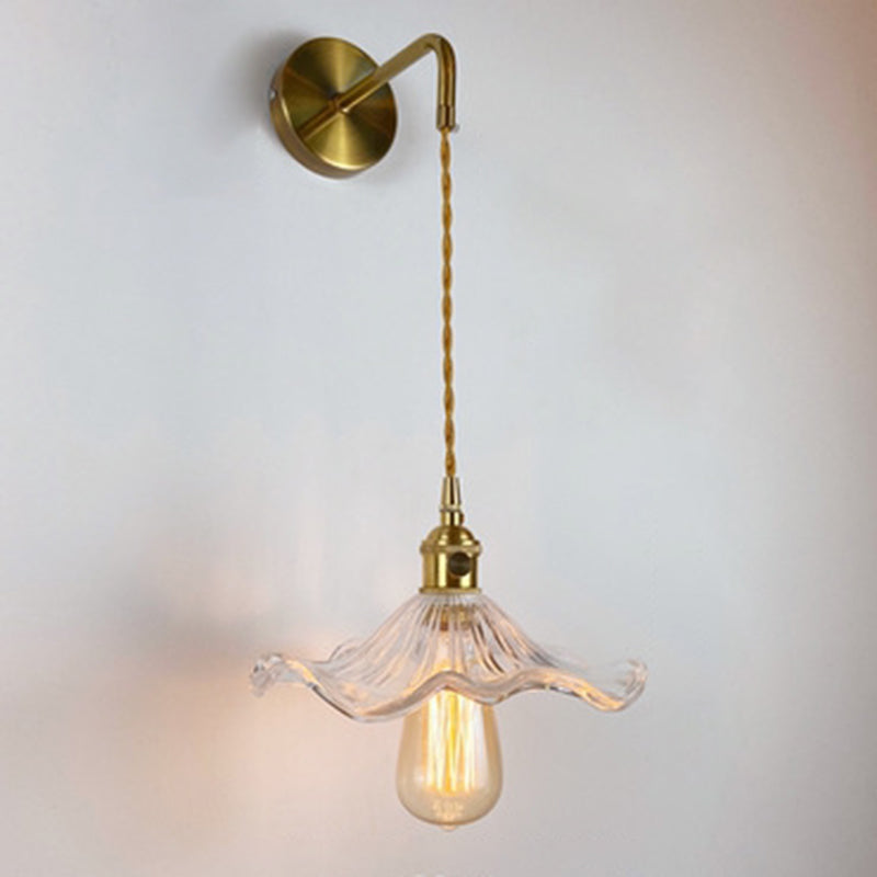 Modern Wall Sconce Metal Flower Shape Vanity Lamp with Glass / Metal Shade