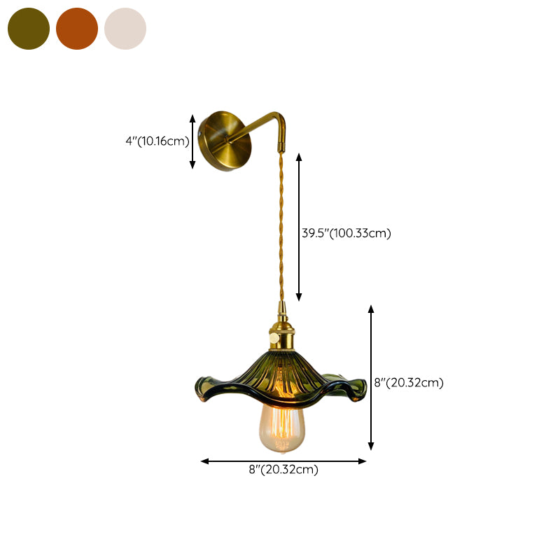 Modern Wall Sconce Metal Flower Shape Vanity Lamp with Glass / Metal Shade