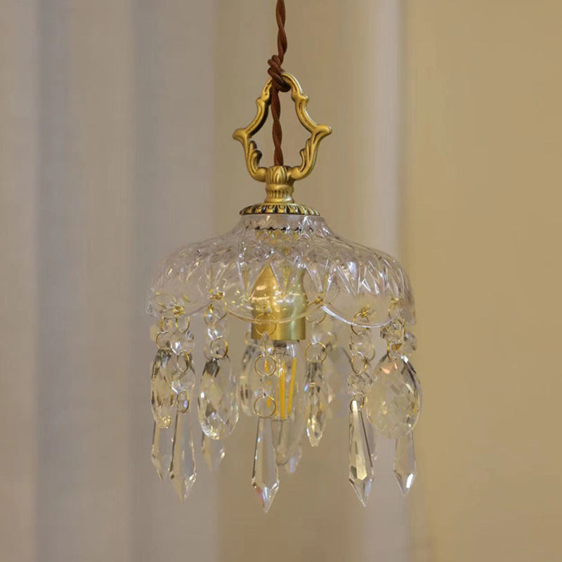 Modern Crystal Wall Sconce Flower Shape Vanity Lamp with Glass Shade for Bedroom