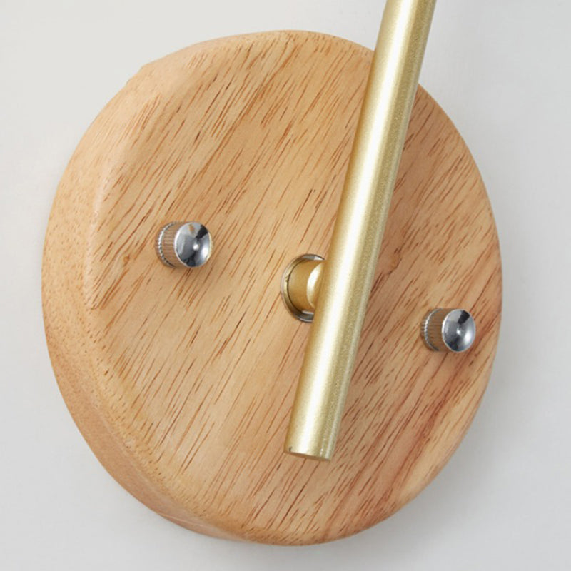 Nordic Wooden Wall Light Fixture Simple Glass Shade Wall Light Sconce for Bedroom