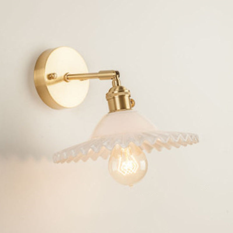 Metal Modern Wall Sconce Flower Shape Sconce Lights with Glass Shade for Bedroom