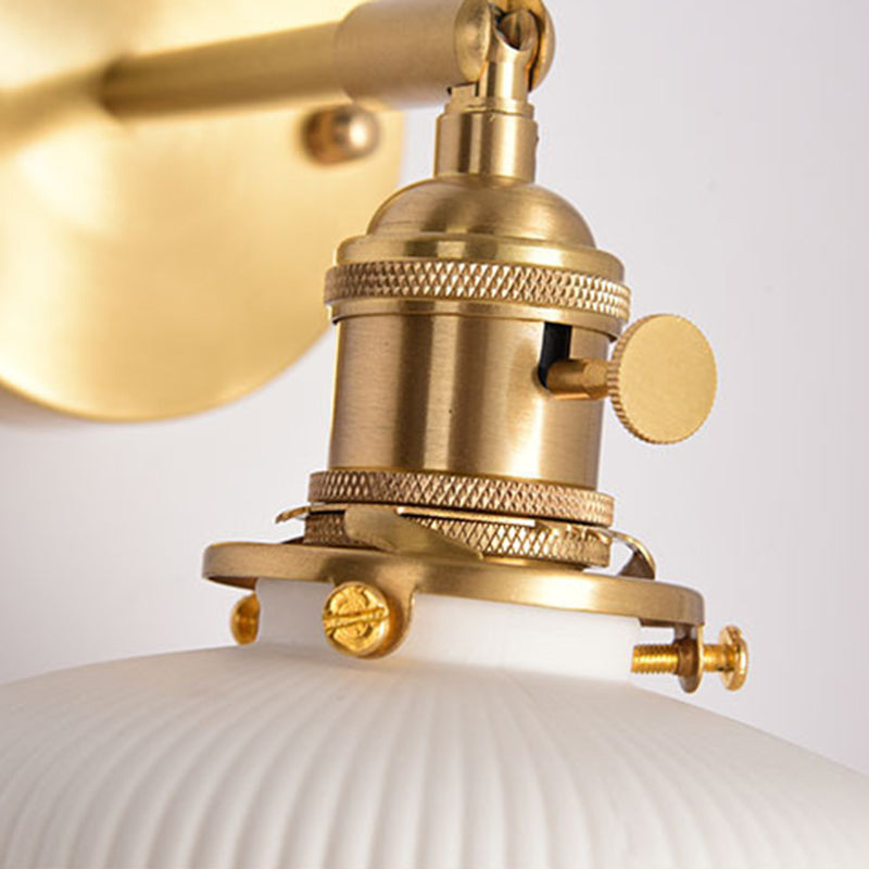 Gold Modern Metal Wall Sconce Geometric Shape Sconce Lights with Ceramic Shade