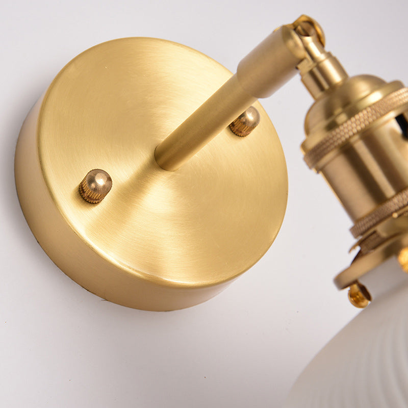 Gold Modern Metal Wall Sconce Geometric Shape Sconce Lights with Ceramic Shade