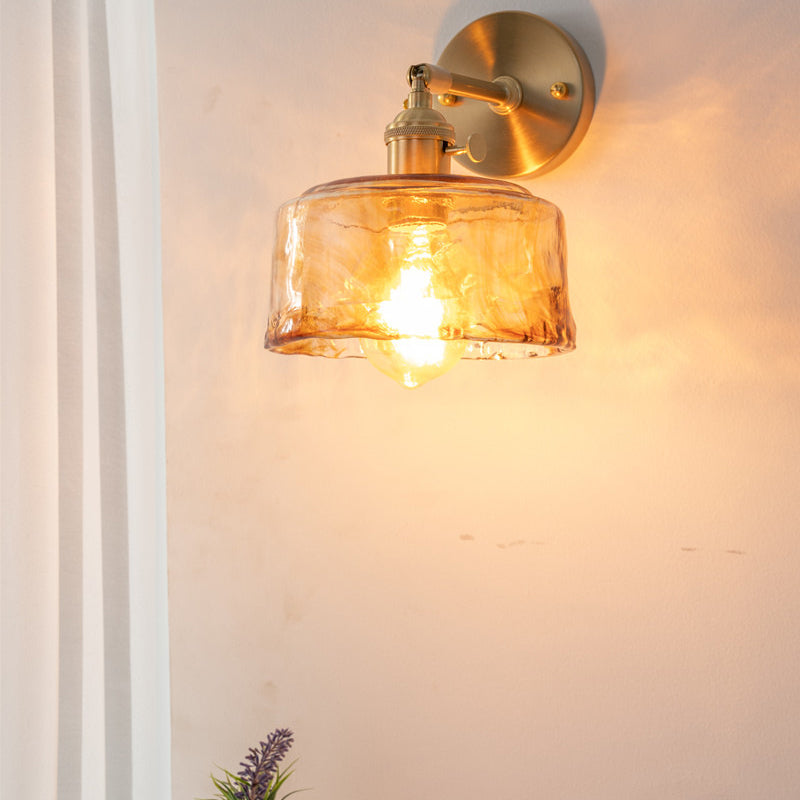 Gold Modern Metal Wall Sconce Geometric Shape Sconce Lights with Glass Shade