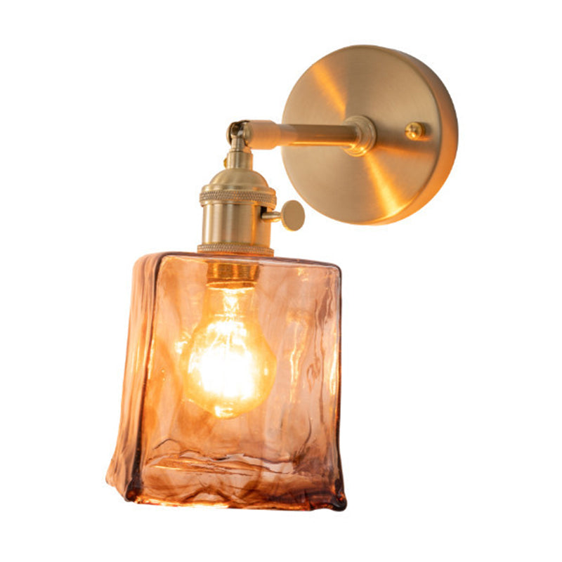 Gold Modern Metal Wall Sconce Geometric Shape Sconce Lights with Glass Shade