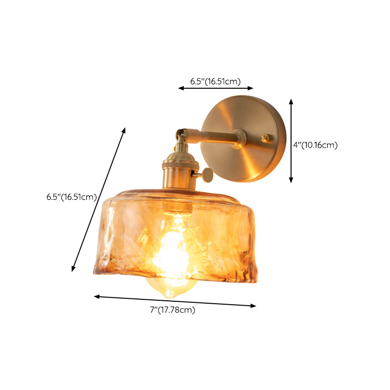Gold Modern Metal Wall Sconce Geometric Shape Sconce Lights with Glass Shade