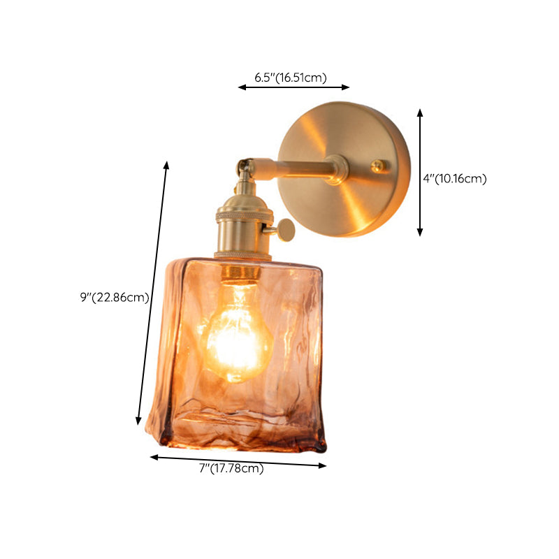 Gold Modern Metal Wall Sconce Geometric Shape Sconce Lights with Glass Shade