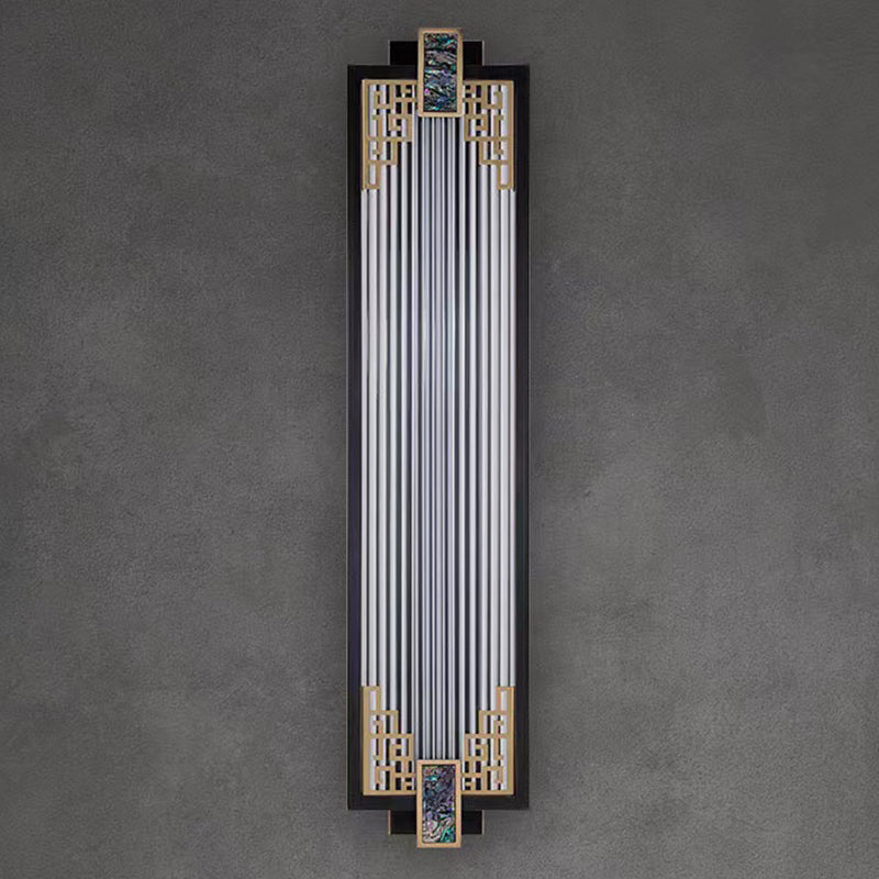 Modern Metal Wall Sconce Rectangle Shape Sconce Lights with Glass Shade for Living Room