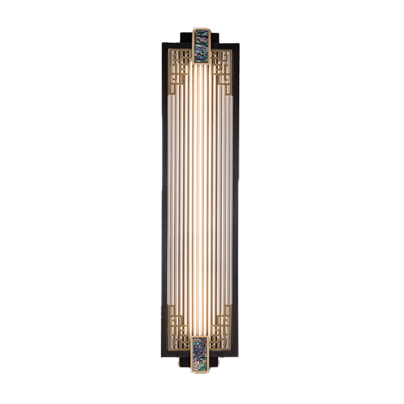 Modern Metal Wall Sconce Rectangle Shape Sconce Lights with Glass Shade for Living Room
