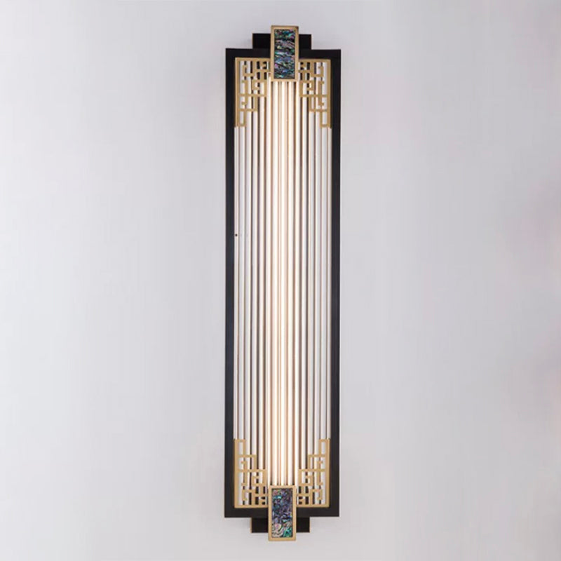 Modern Metal Wall Sconce Rectangle Shape Sconce Lights with Glass Shade for Living Room