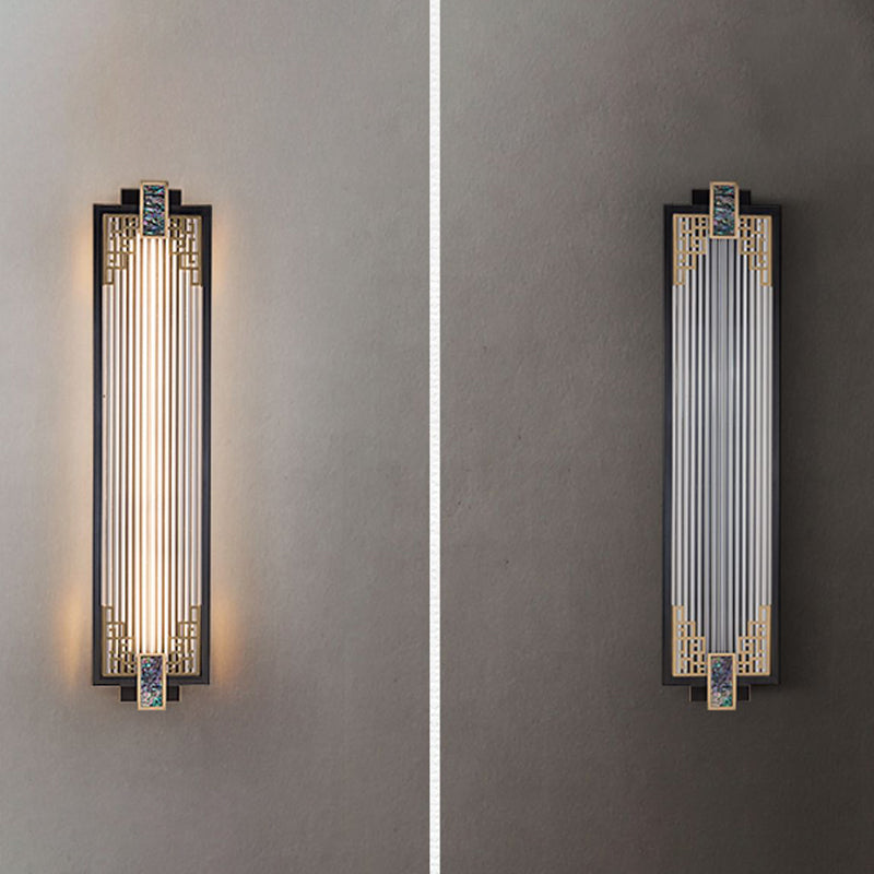 Modern Metal Wall Sconce Rectangle Shape Sconce Lights with Glass Shade for Living Room