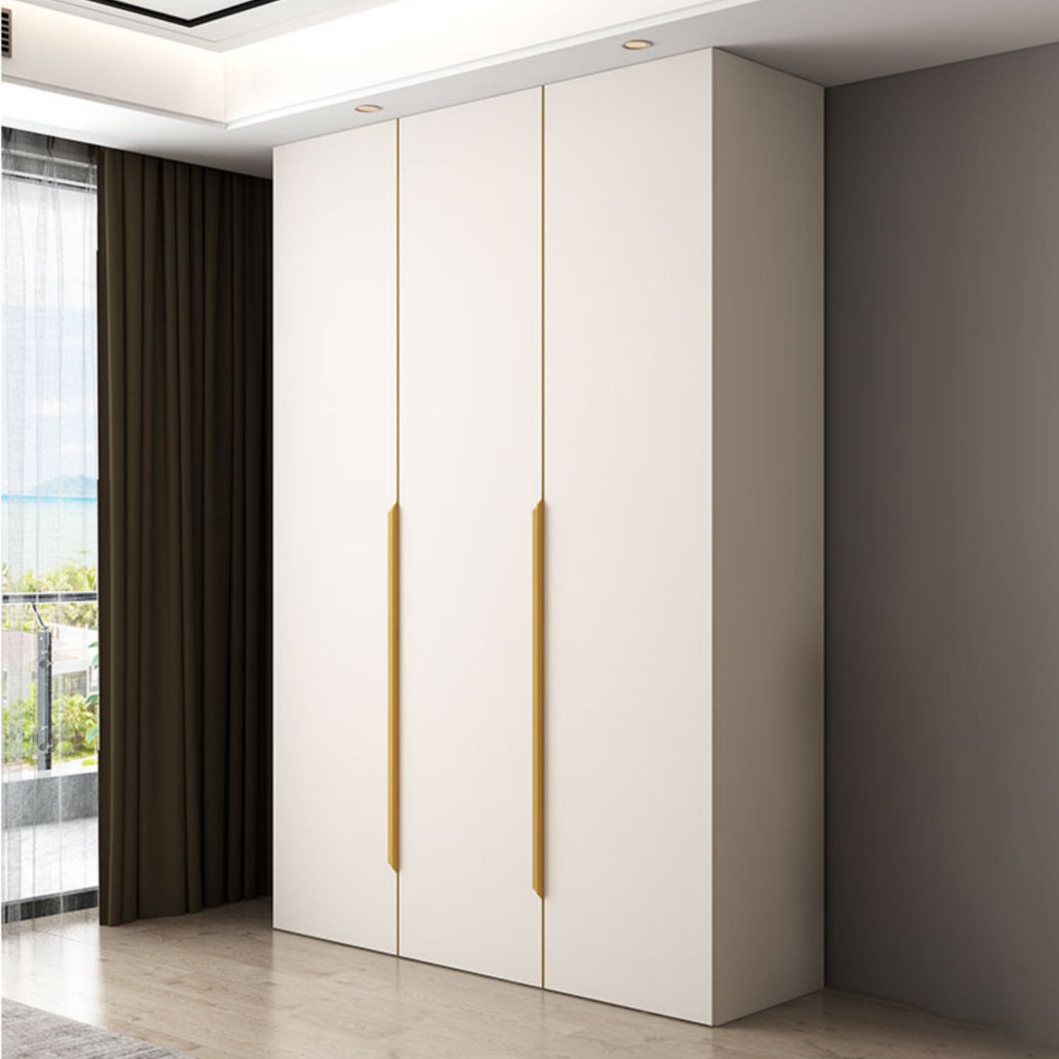Hinged Wardrobe Closet White Engineered Wood Wardrobe Armoire