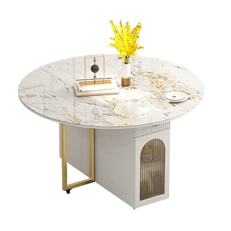 Modern Dining Set 1/3/7 Pcs Sintered Stone Folding Table with Upholstered Chairs