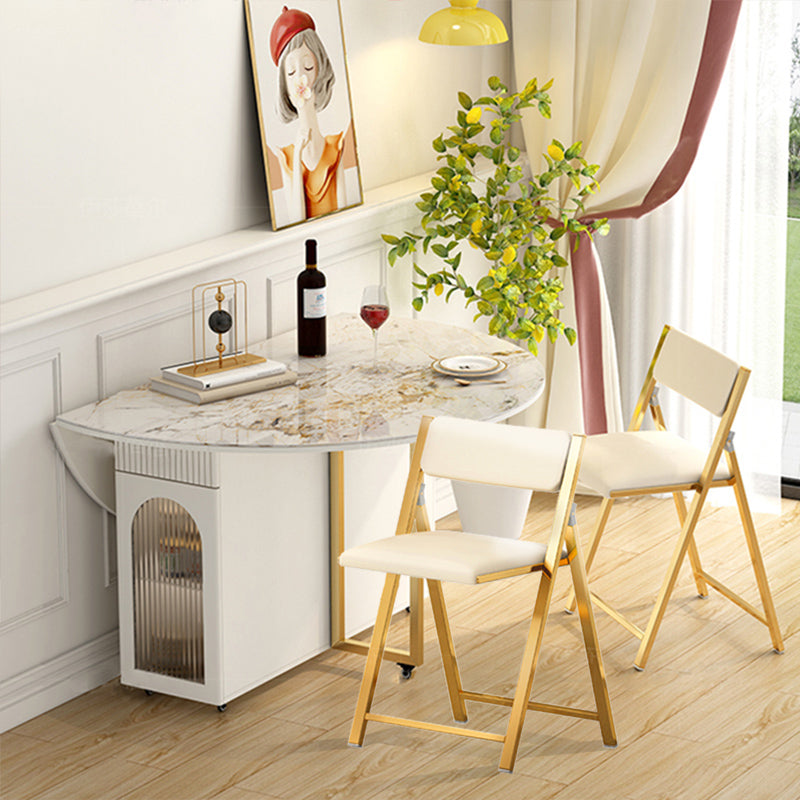 Modern Dining Set 1/3/7 Pcs Sintered Stone Folding Table with Upholstered Chairs