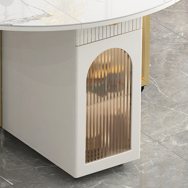 Modern Dining Set 1/3/7 Pcs Sintered Stone Folding Table with Upholstered Chairs