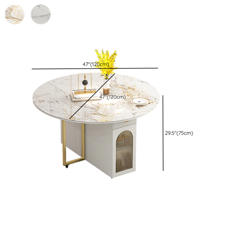 Modern Dining Set 1/3/7 Pcs Sintered Stone Folding Table with Upholstered Chairs