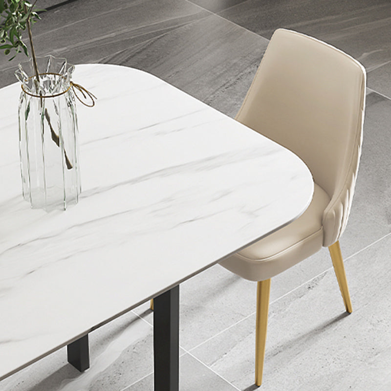 Glam 1/4/5/6/7  Pieces Dining Set Rectangle Stone Dining Table for Dining Room