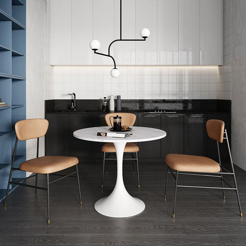 Modern 1/2/3/4/5 Pieces Dining Set Round Stone Dining Table for Kitchen