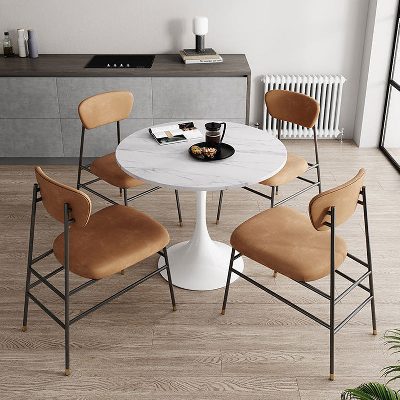 Modern 1/2/3/4/5 Pieces Dining Set Round Stone Dining Table for Kitchen