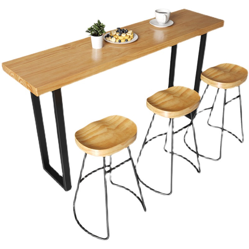 Modern 1/4/7 Pieces Bar Table Set Rectangle Wood Counter Table with Stools for Cafe