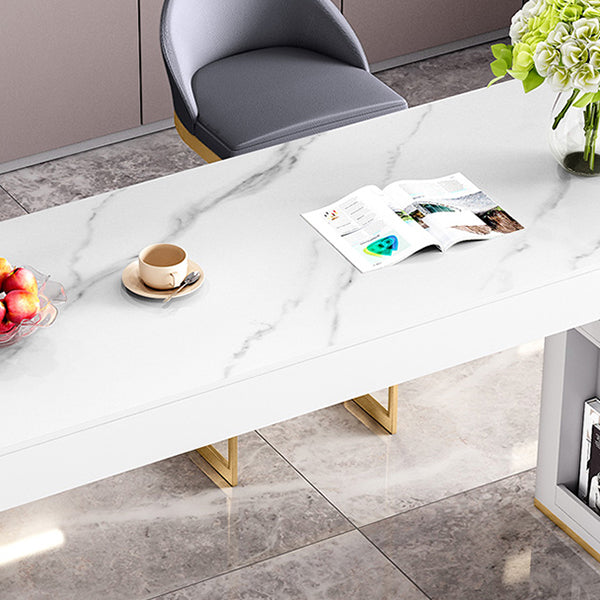 Glam Bar Table Set 1/3/5 Pcs Rectangle Stone Bar Table and Upholstered Stools