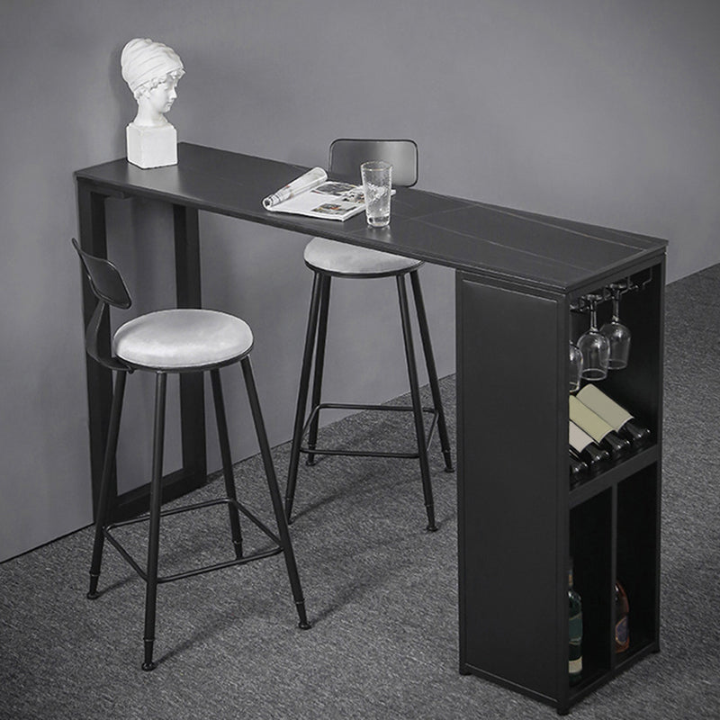 Modern Rectangle Bar Table Set 1/3 Pcs Stone Top Bar Table and Upholstered Stools