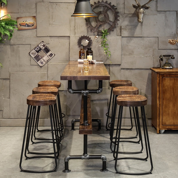 1/3/4/7 Pieces Bar Stool and Table Set Solid Wood Pub Table Set