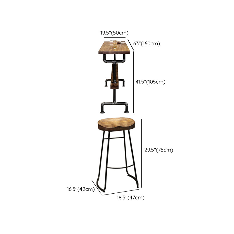 1/3/4/7 Pieces Bar Stool and Table Set Solid Wood Pub Table Set