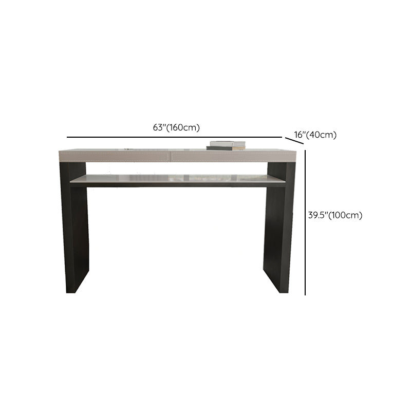 Industrial Counter Height Set 1/2/3 Pcs Stone and Leather Bar Table with Backless Stools