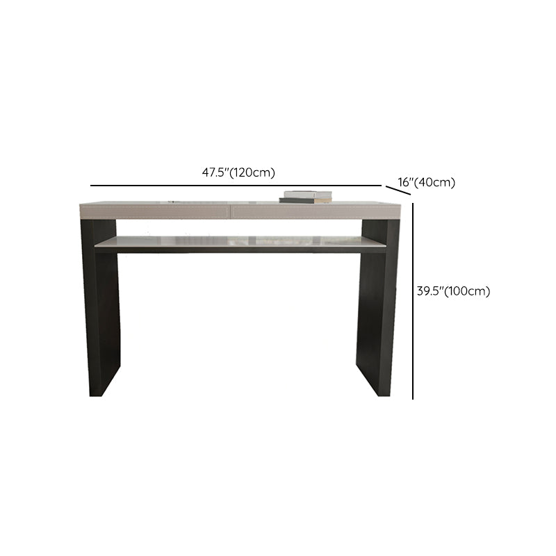 Industrial Counter Height Set 1/2/3 Pcs Stone and Leather Bar Table with Backless Stools