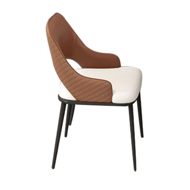 Glam Kitchen Dining Chair Metal Legs Open Back Dining Arm Chair