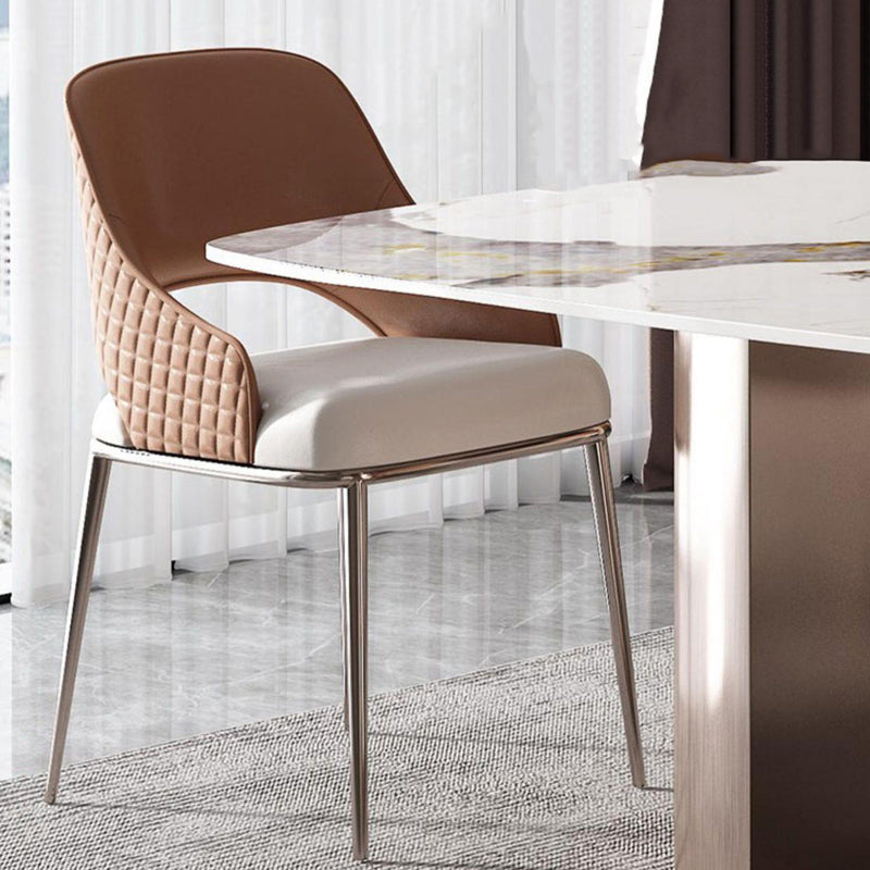 Glam Kitchen Dining Chair Metal Legs Open Back Dining Arm Chair