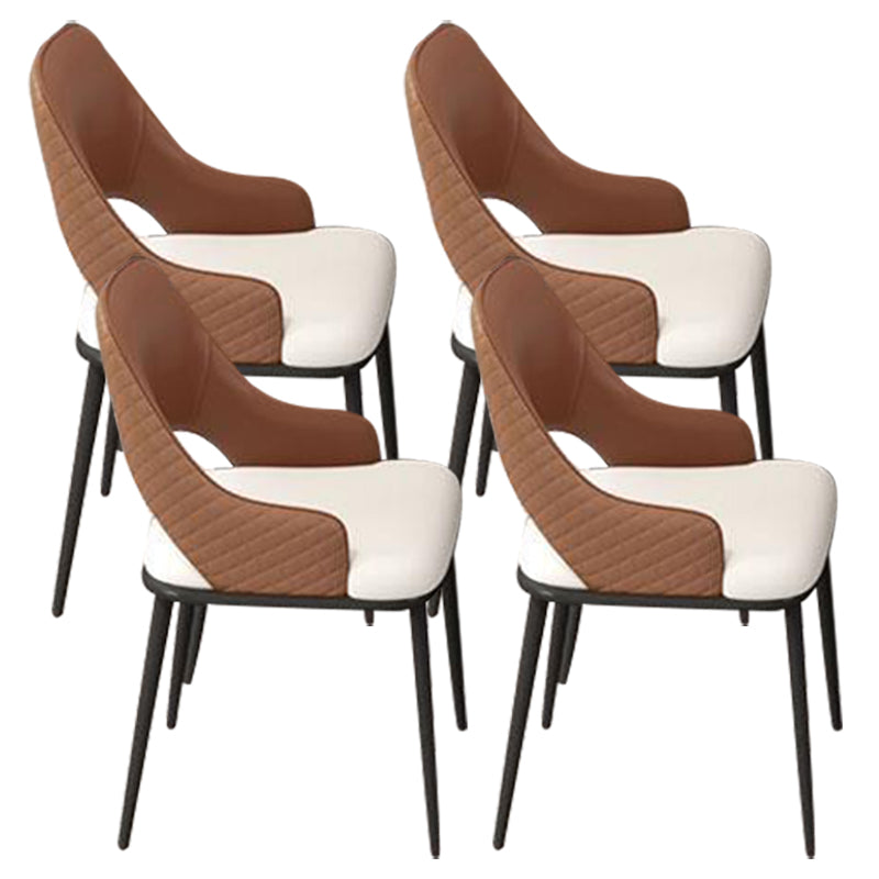 Glam Kitchen Dining Chair Metal Legs Open Back Dining Arm Chair