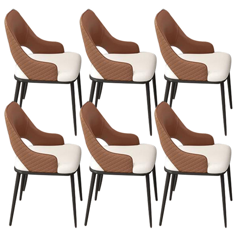 Glam Kitchen Dining Chair Metal Legs Open Back Dining Arm Chair