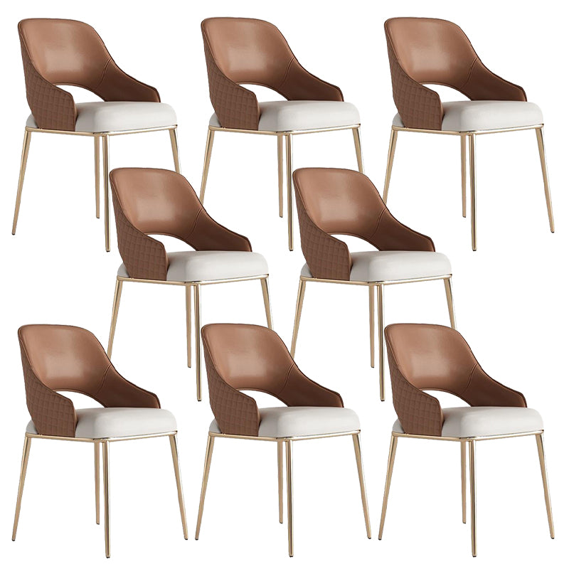 Glam Kitchen Dining Chair Metal Legs Open Back Dining Arm Chair