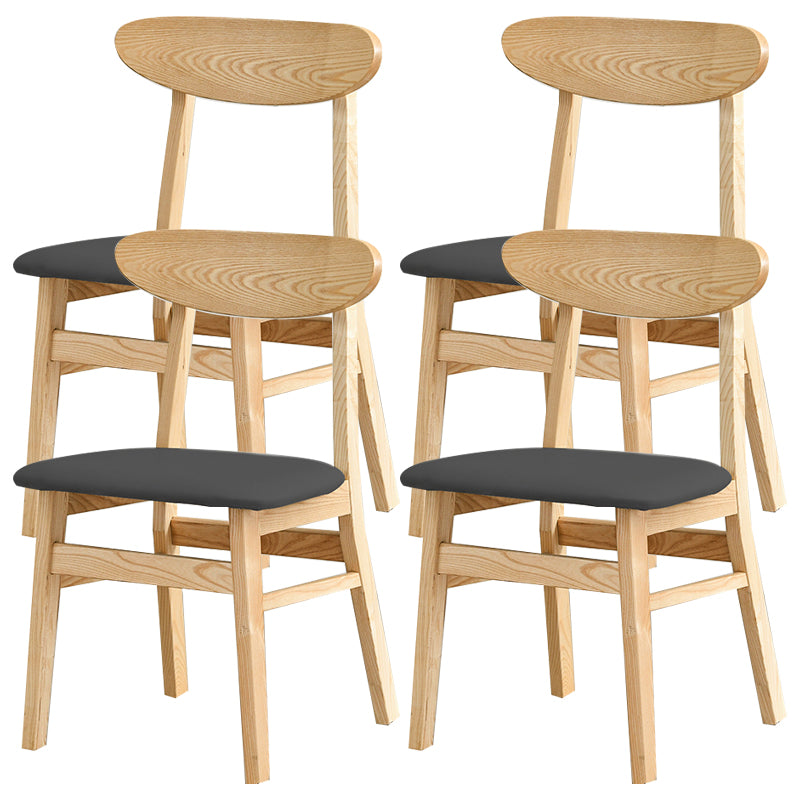 Open Back Dining Side Chair Contemporary Solid Wood Dining Chair