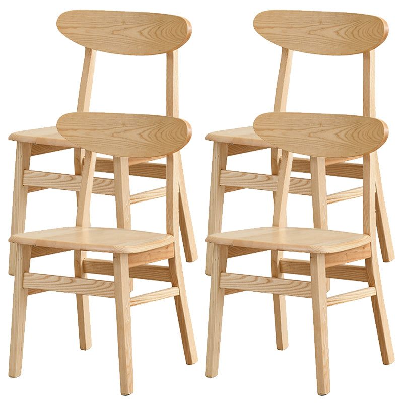 Open Back Dining Side Chair Contemporary Solid Wood Dining Chair