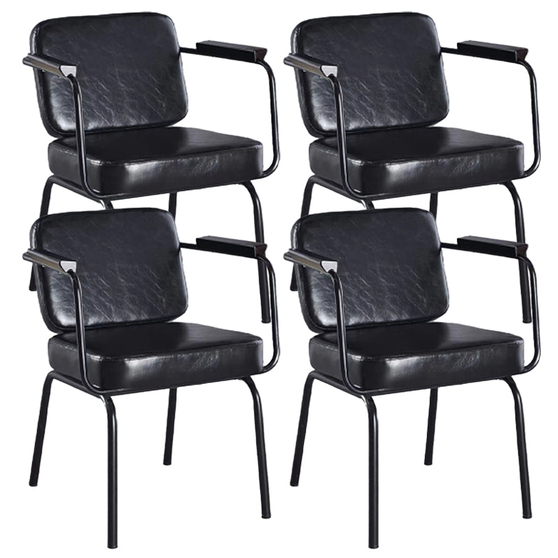 Contemporary Kitchen Dining Chair Upholstered Arm Chair in Black Legs