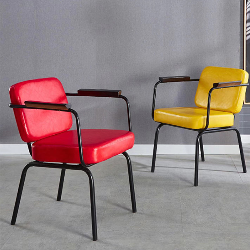 Contemporary Kitchen Dining Chair Upholstered Arm Chair in Black Legs