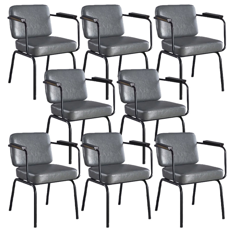 Contemporary Kitchen Dining Chair Upholstered Arm Chair in Black Legs