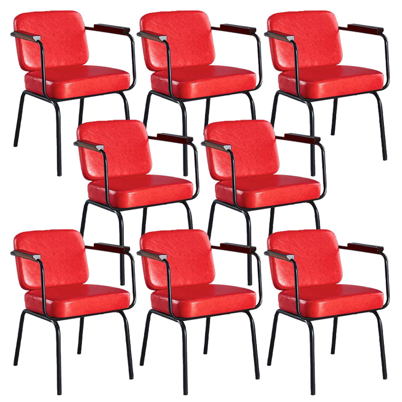 Contemporary Kitchen Dining Chair Upholstered Arm Chair in Black Legs