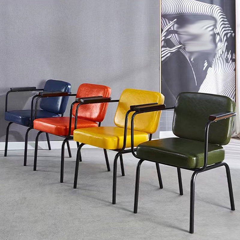 Contemporary Kitchen Dining Chair Upholstered Arm Chair in Black Legs