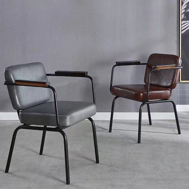 Contemporary Kitchen Dining Chair Upholstered Arm Chair in Black Legs