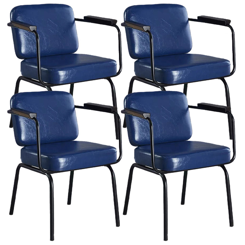 Contemporary Kitchen Dining Chair Upholstered Arm Chair in Black Legs